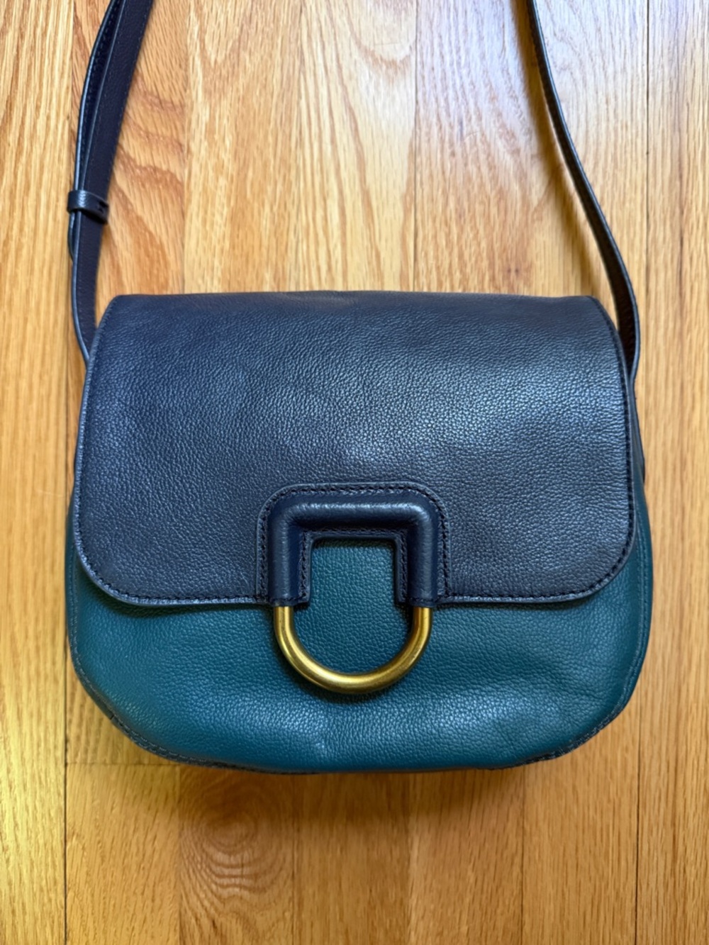 Fossil Stella Leather Bag in Navy Blue and Green